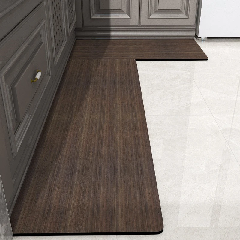 Kitchen Floor Mat PVC Waterproof Non-slip Leather Carpet Wood Grain Vinyl Rug Home Decoration Long Size Foot Mats Alfombra 주방 카펫