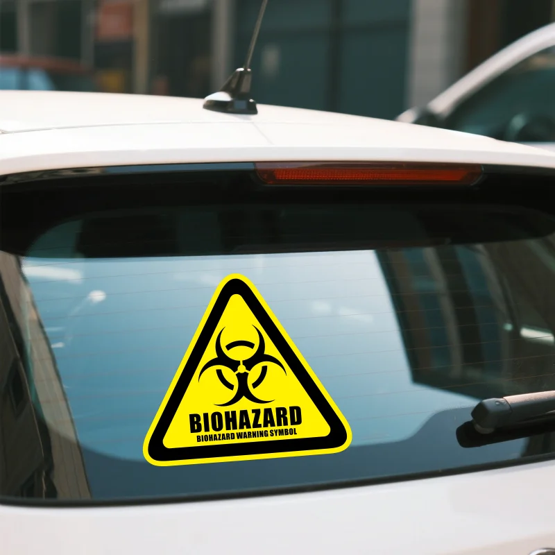 Предупреждающий знак, мультяшный треугольник, БИОЖДЕСТВЕННЫЙ СИМВОЛ, наклейки для автомобиля, наклейки Pegatinas Para Coche # 432