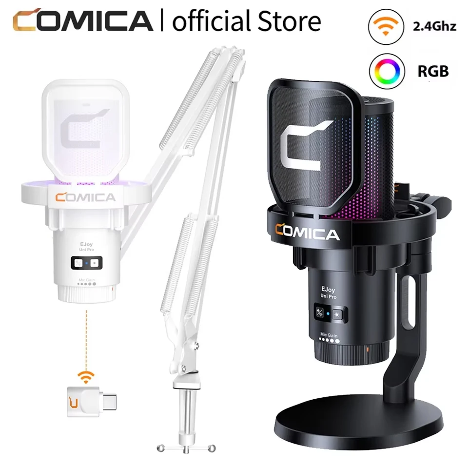 COMICA Uni Pro ワイヤレス USB ゲーミングマイク PC ラップトップ