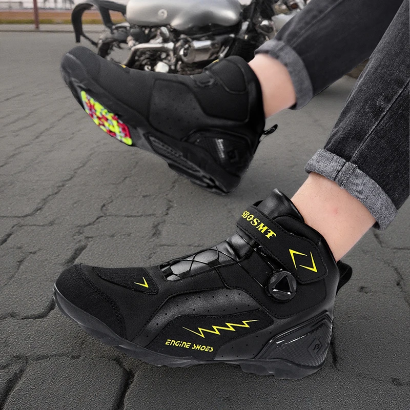 

Motorcycle protective boots unisex four seasons anti slip wear-resistant breathable comfortable high top off-road cycling shoes