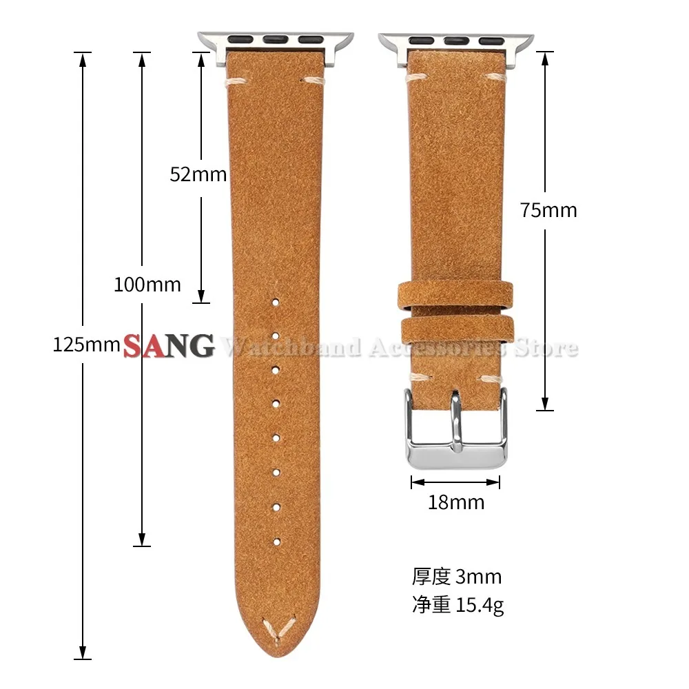 14/16/18/19/20/21/22mm Ersatz-Armband mit Dornschließe Vintage Wildleder Uhrenarmband Schnellverschluss Kalbsleder Uhrenband – Detail 1