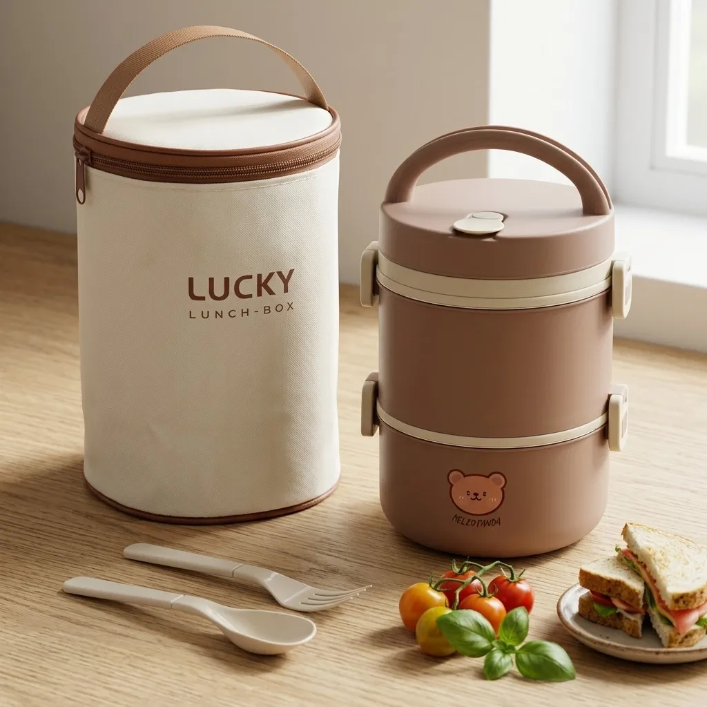 Microwavable 304 Stainless Steel Lunch Box Leakproof Thermal Bento Box Kids Adults Portable Food Storage Container 2/3 Tier Set