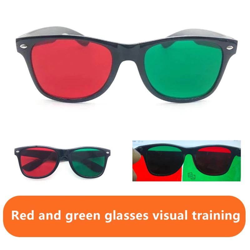 3D Black Frame Red Blue Green Glasses For Amblyopia Training Vision Correction Training Practice For Teen