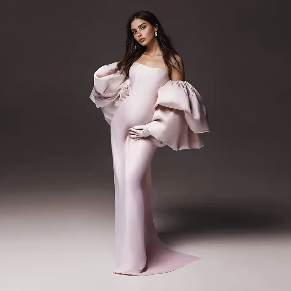 Custom Maternity Photoshoot Dress Oversized Puff Sleeve Long Dress for Pregnant Women for Photo Shoot Baby Belly Shooting Dress