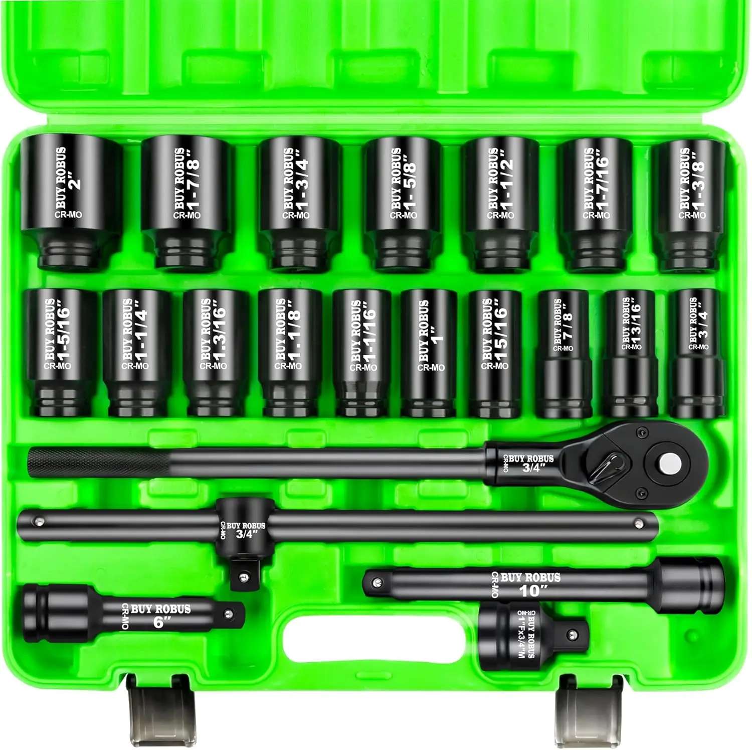 

Набор ударных головок 3/4 дюйма, 22 шт., глубокие шестигранные головки, включая длинные головки, удлинитель 3/4 дюйма и головку для дрели