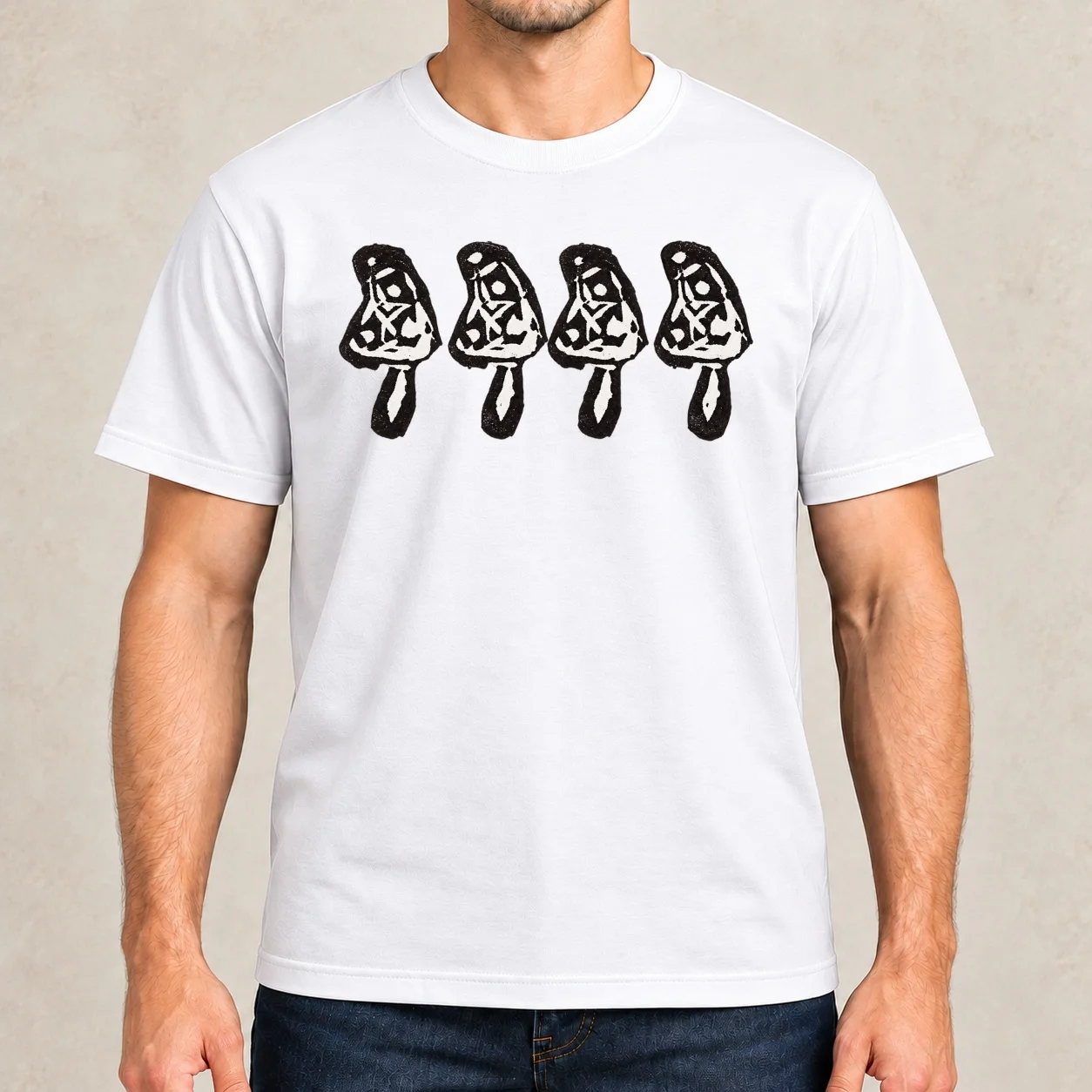 mushroom linocut Classic T-Shirt g man t shirts for men funny t shirts cotton shirt shirt summer T-Shirt