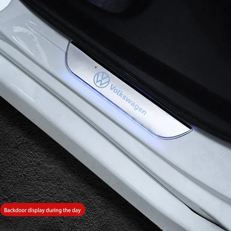 

Styling Mouldings Car Sticker For VOLKSWAGEN VW Car Scuff Plate LED Welcome Pedal Door Sill Light For VW Volkswagen Passat Tigua