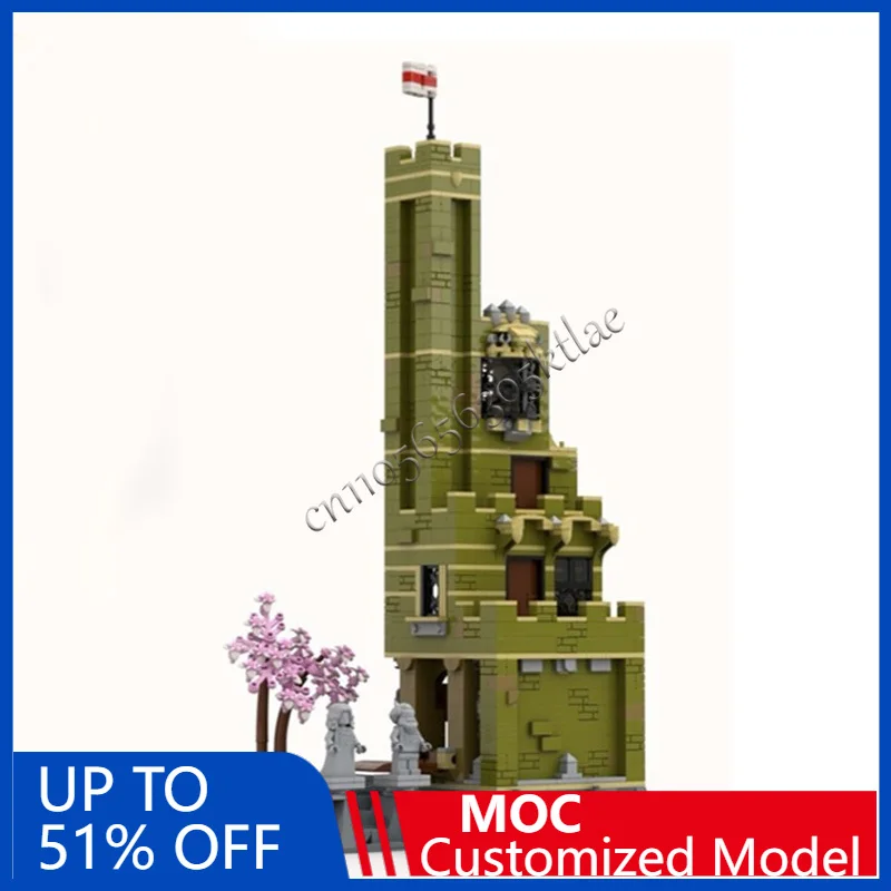 1323개 조각 하우스 스트리트 중세 산성 성 MOC 맞춤형 모듈식 블록 모델 창의적 디자인 DIY 생일 장난감 선물