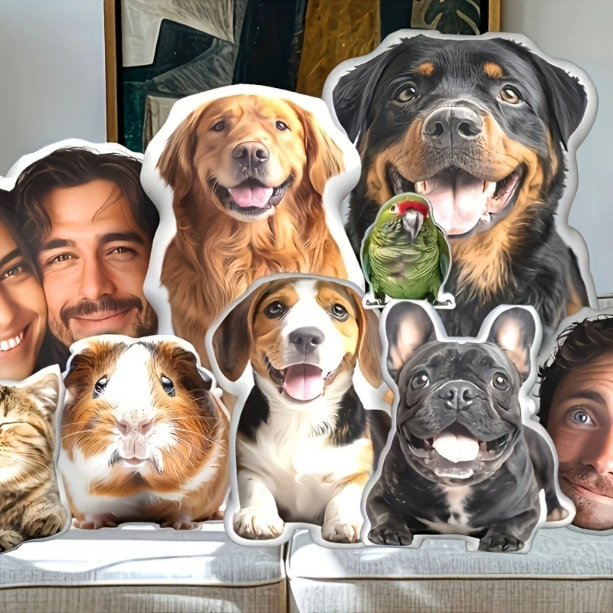 Custom Photo Shaped Pillow, Personalized Human & Pet Cushion, Custom Dog Cat Parrot Guinea Pig Pillow, Upload Your Picture, Memo