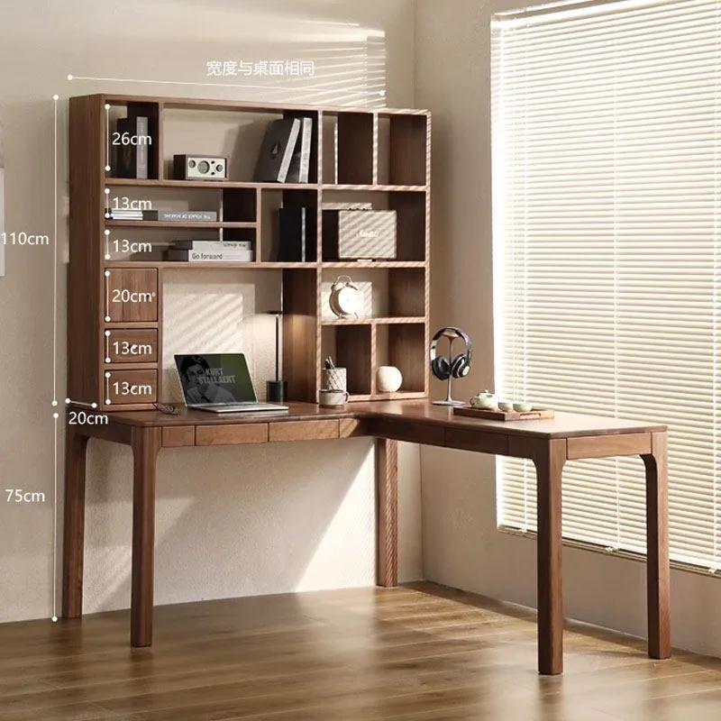 North American black walnut corner L-shaped corner computer desk solid wood light luxury