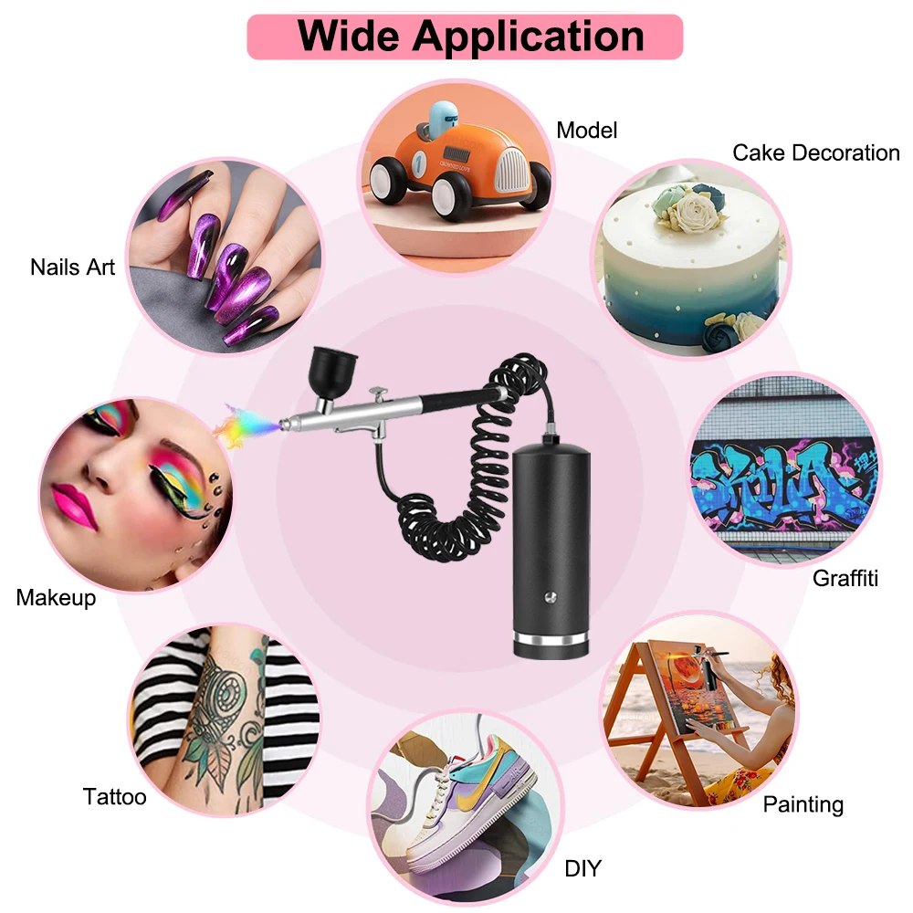 Airbrush Nail with Compressor Portable Airbrush Nails with Compressor Air Brush for Nails Art Painting Cake Crafts Nails Spray