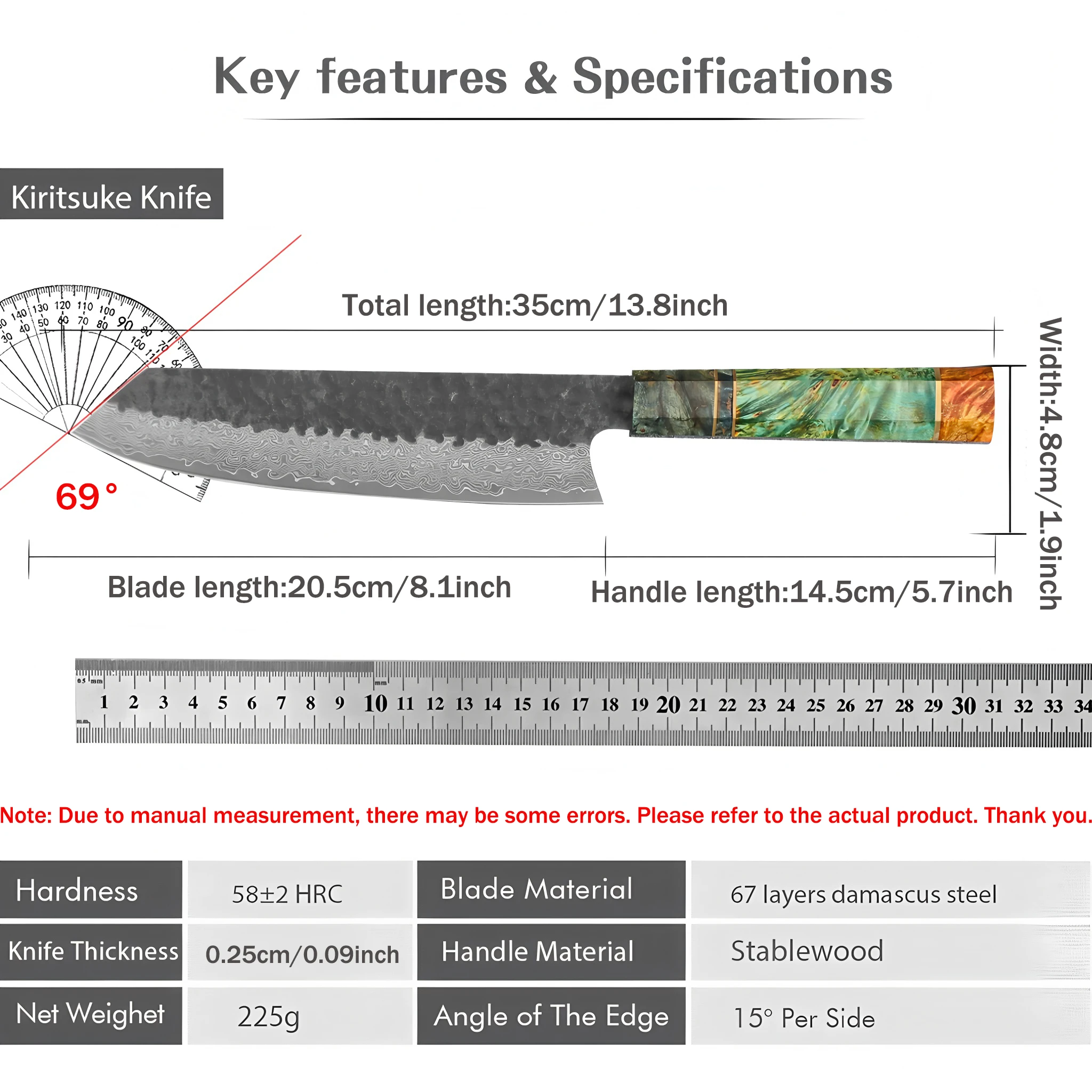 Forged Kitchen Knife 67 layer Damascus Steel Kiritsuke Knife Meat Vegetable Cutting Knife Cooking Tools Kitchen stuff