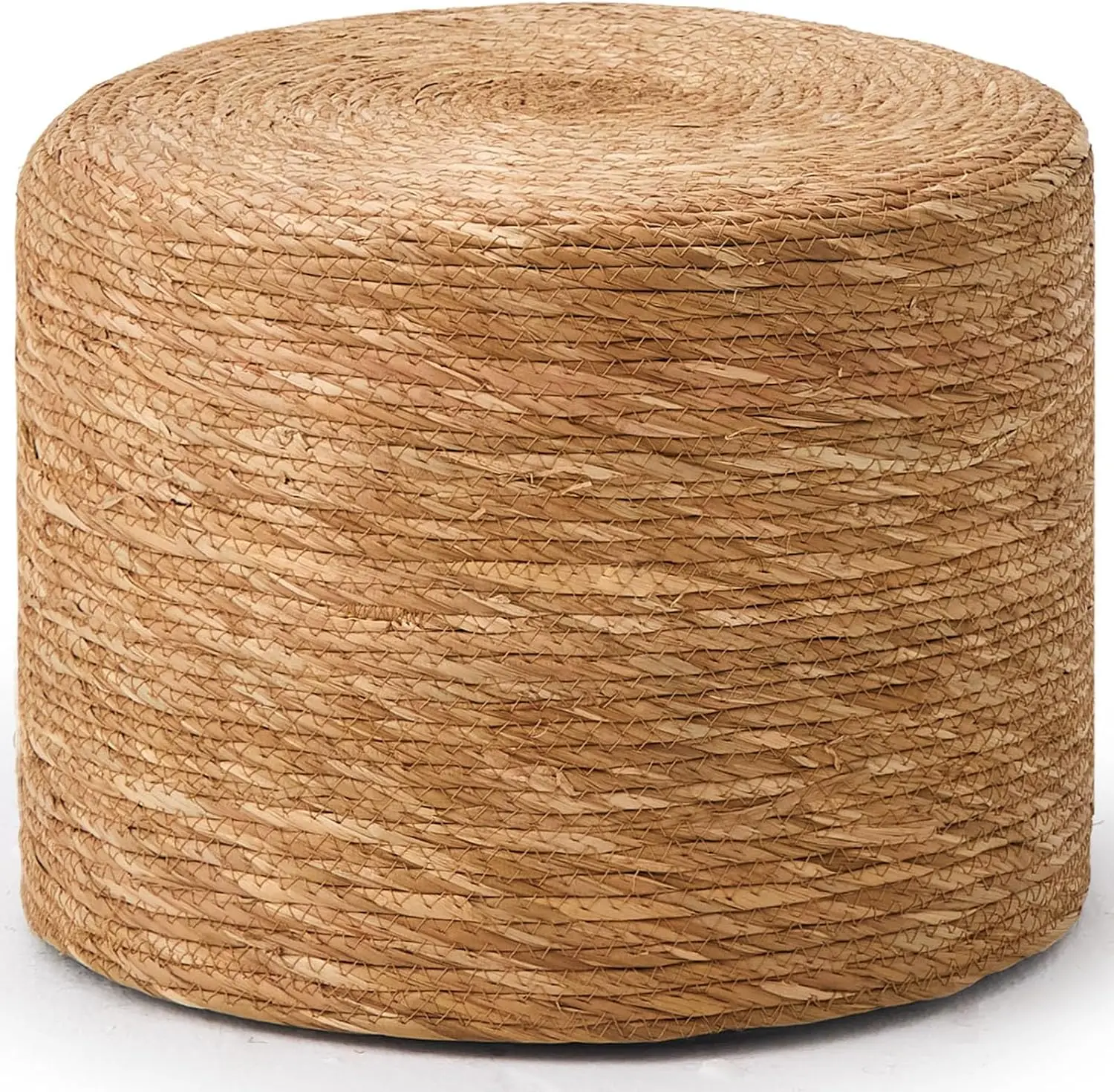 

Round Pouf Ottoman, Natural Hand Knitted Footrest Poof, Rustic Lounge Pouffe, Boho Pous Foot Stool, Accent Table Or Seat