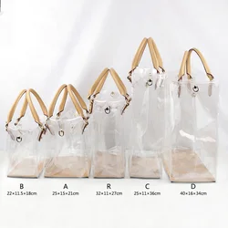 Handmade Pvc Handbag Leather Shoulder Bag Strap Transparent Tote Waterproof Clutch Travel Crossbody Women Large Capacity Handbag