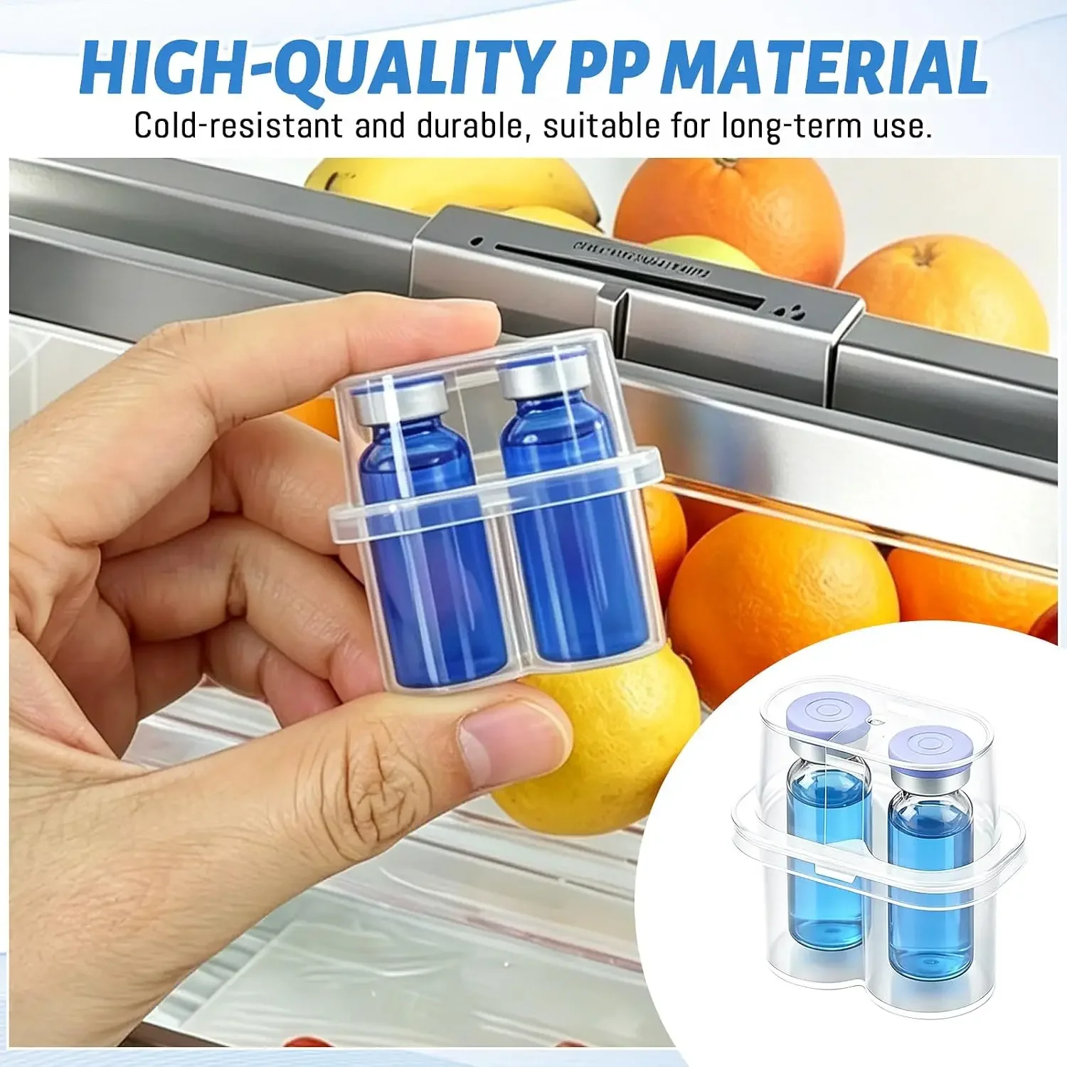 1-20pc 2-Slot 3ml Vial Storage Box Plastic Peptide Storage Case for Freezer Tube Stackable Vial Organizer Box Clear Peptide Case