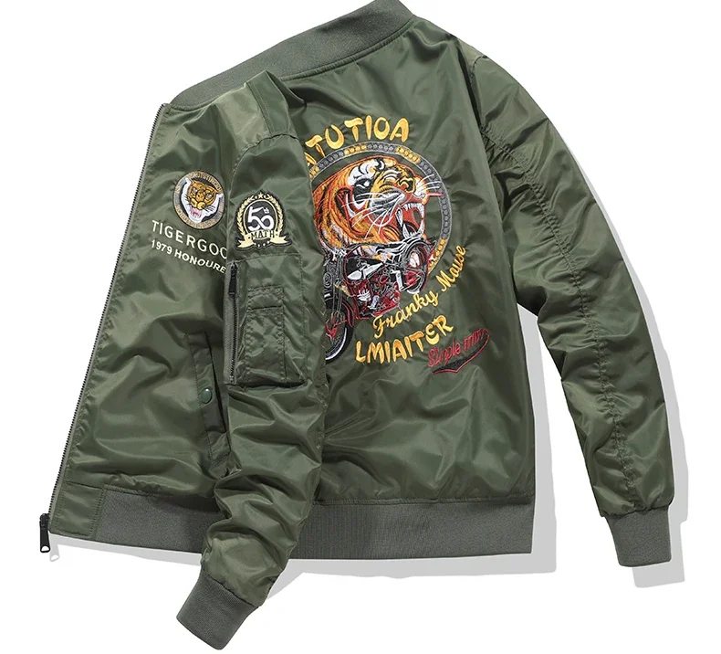 Men's Work Thin Jacket Spring Outdoor Motorcycle Training Windproof Collar Windbreaker Fashionable Embroidered Baseball Jacket