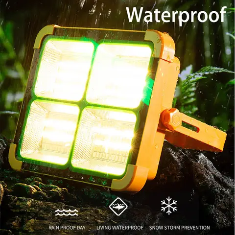 Powerful Magnet Flashlight Repair Emergency Lamp Solar Rechargeable Camping Lantern High Power Bank LED Tent Light