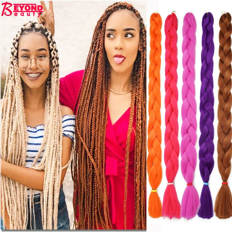 82 Inch 165g Synthetic Jumbo Braiding Hair Pre Stretched High Temperature Fiber Crochet Hair Extensions For Box Braids