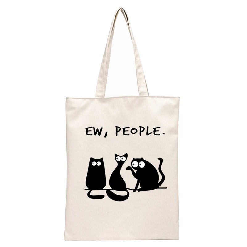 Ew People Graphic Cartoon Printed Canvas Shoulder Bag Female Harajuku Funny Large-capacity Eco Environmental Shopper Bag