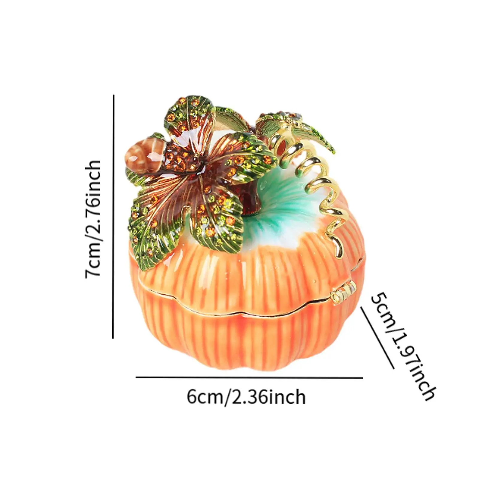 Enameled Jewelry Box Pumpkin Trinket Box Metal Treasure Chest Box Delicate