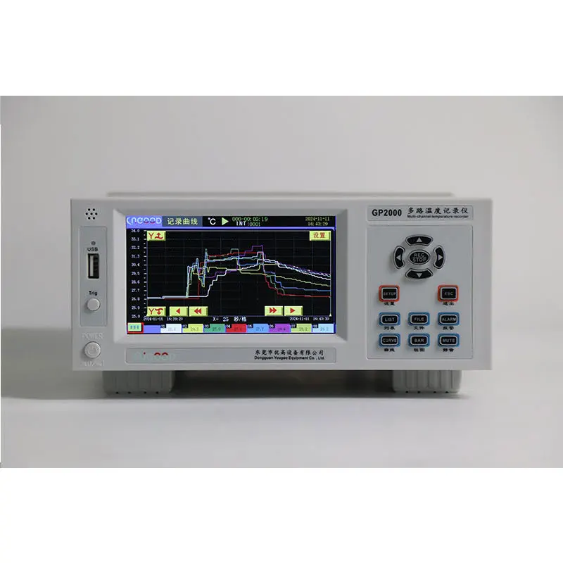 GP2000 Series GP2008 8-Channel Temperature Logger USB & RS485 Multi-Channel Temperature Recorder With 5-inch TFT LCD Display