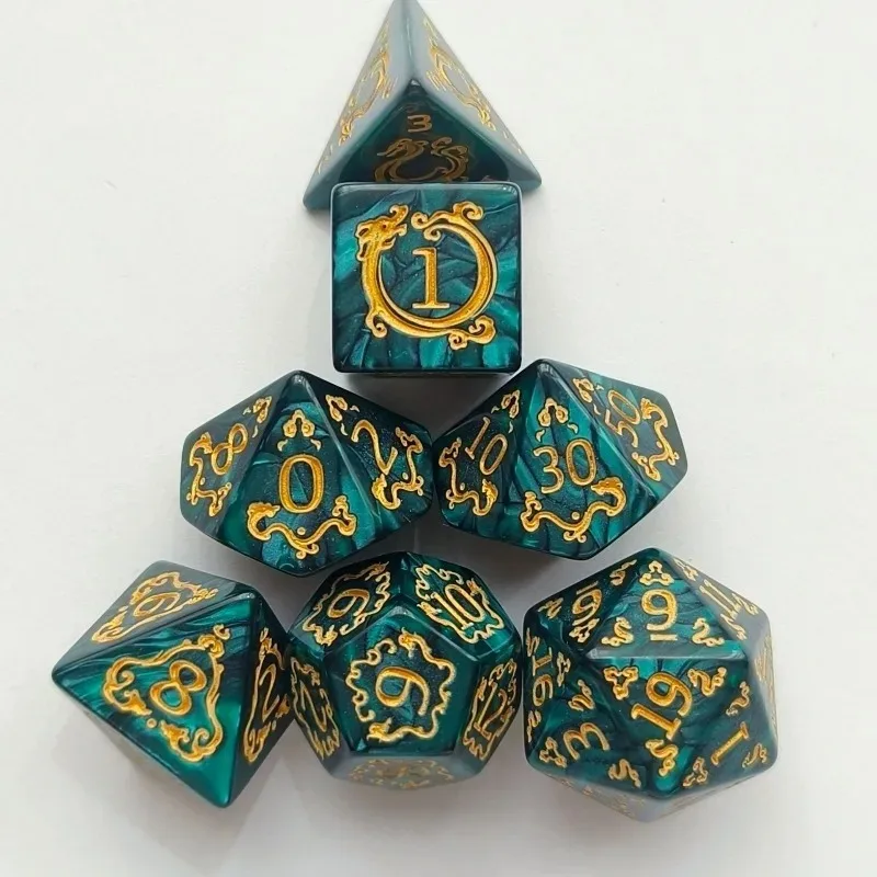 New! For DND Dice Dragon Pattern Polyhedral Dices Role Playing D&D TRPG Board Game Dice As Gift Entertainment Accessories