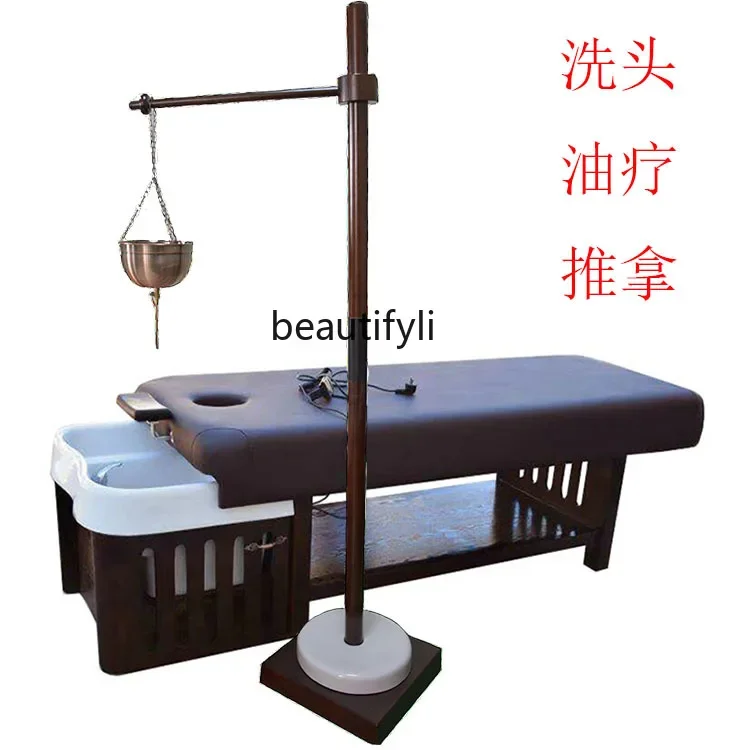 

ss new styelIndian Oil Therapy Bed Oil Dropping Rack Funnel Meditation Oil Therapy Shampoo Massage Massage Couch