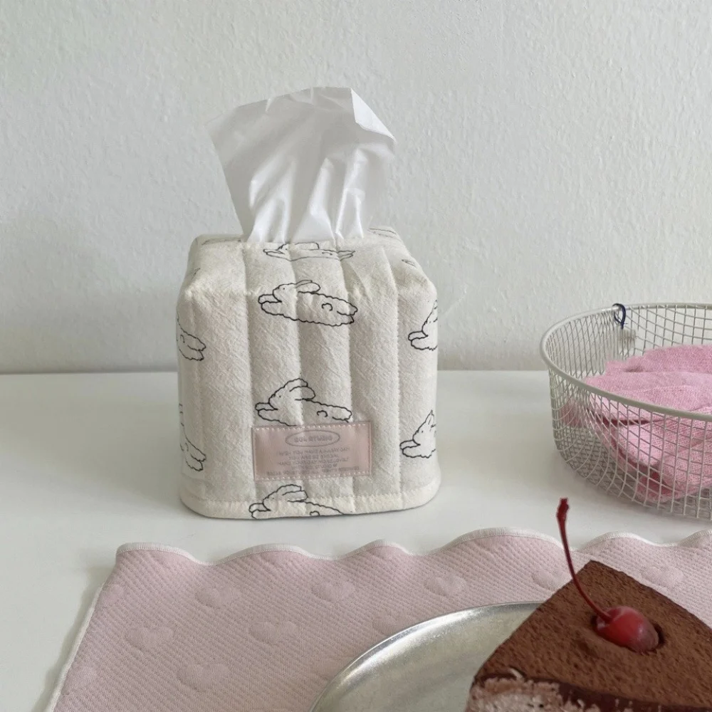 INS New Style Pure Cotton Household Living Room Tissue Box Storage Bag Korean Cute Pattern with the Same Rabbit Creative Swing