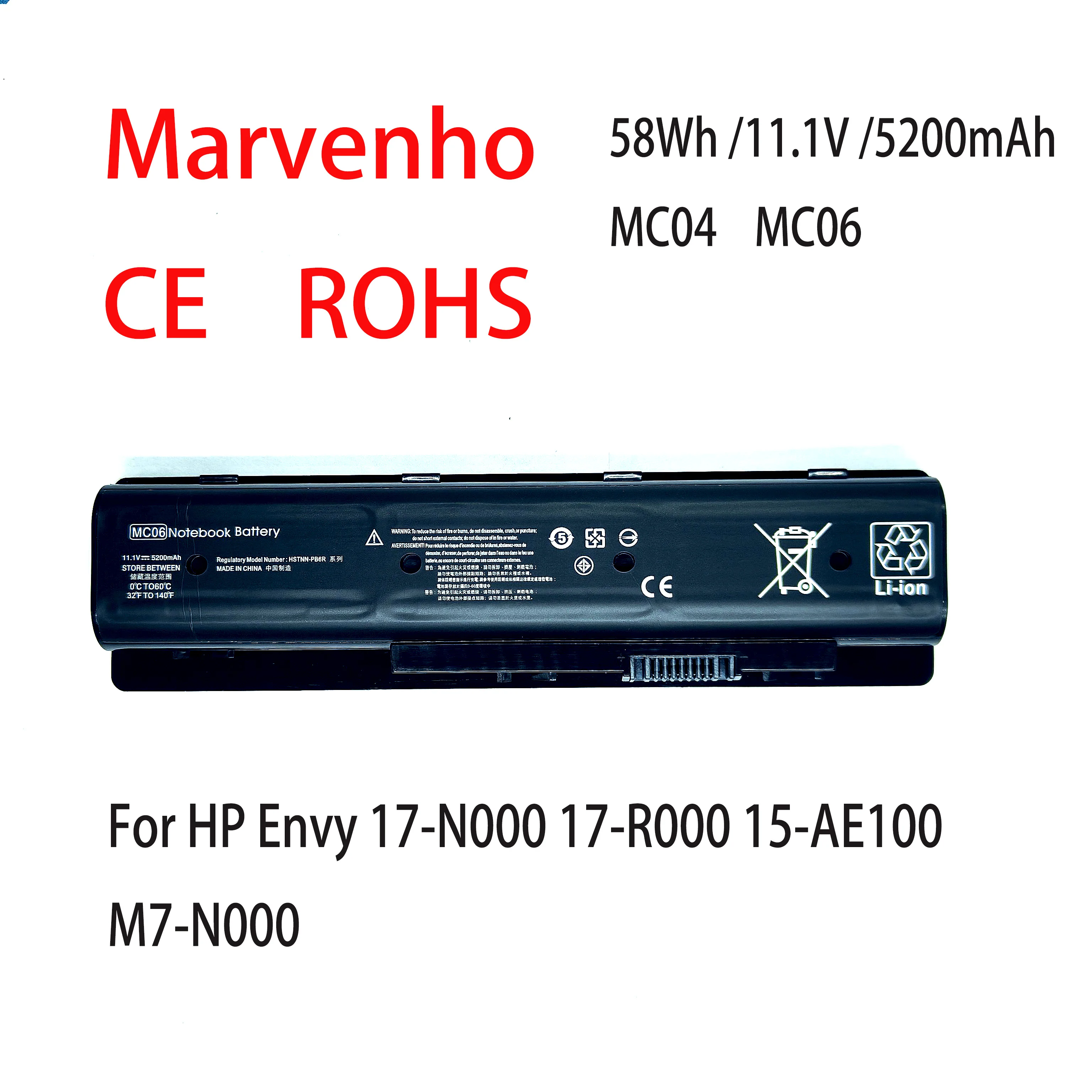 New Marvenho 58Wh 11.1V 5200mAh  MC04 MC06 Laptop Battery For HP Envy 17-N000 17-R000 15-AE100 M7-N000 Series HSTNN-PB6L