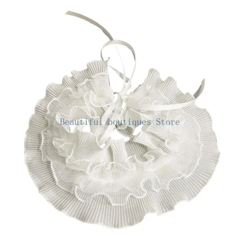 

U4LF французский стиль воротник с рюшами для платья съемный накладной воротник на шнуровке женский декоративный воротник для