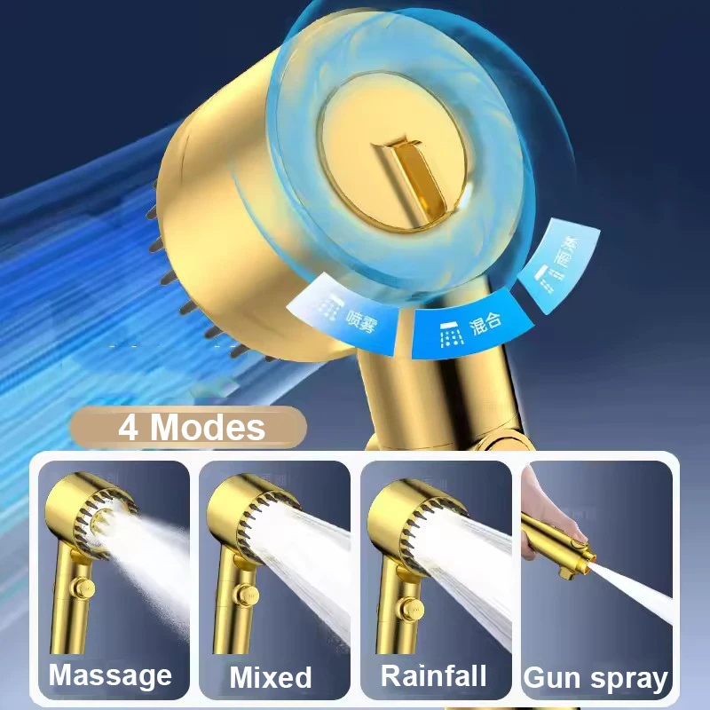 

Мощная душевая лейка с фильтром, 3 режима, высокое давление, эффект тропического дождя, остановка воды одной кнопкой, распылитель, аксессуары для ванной комнаты