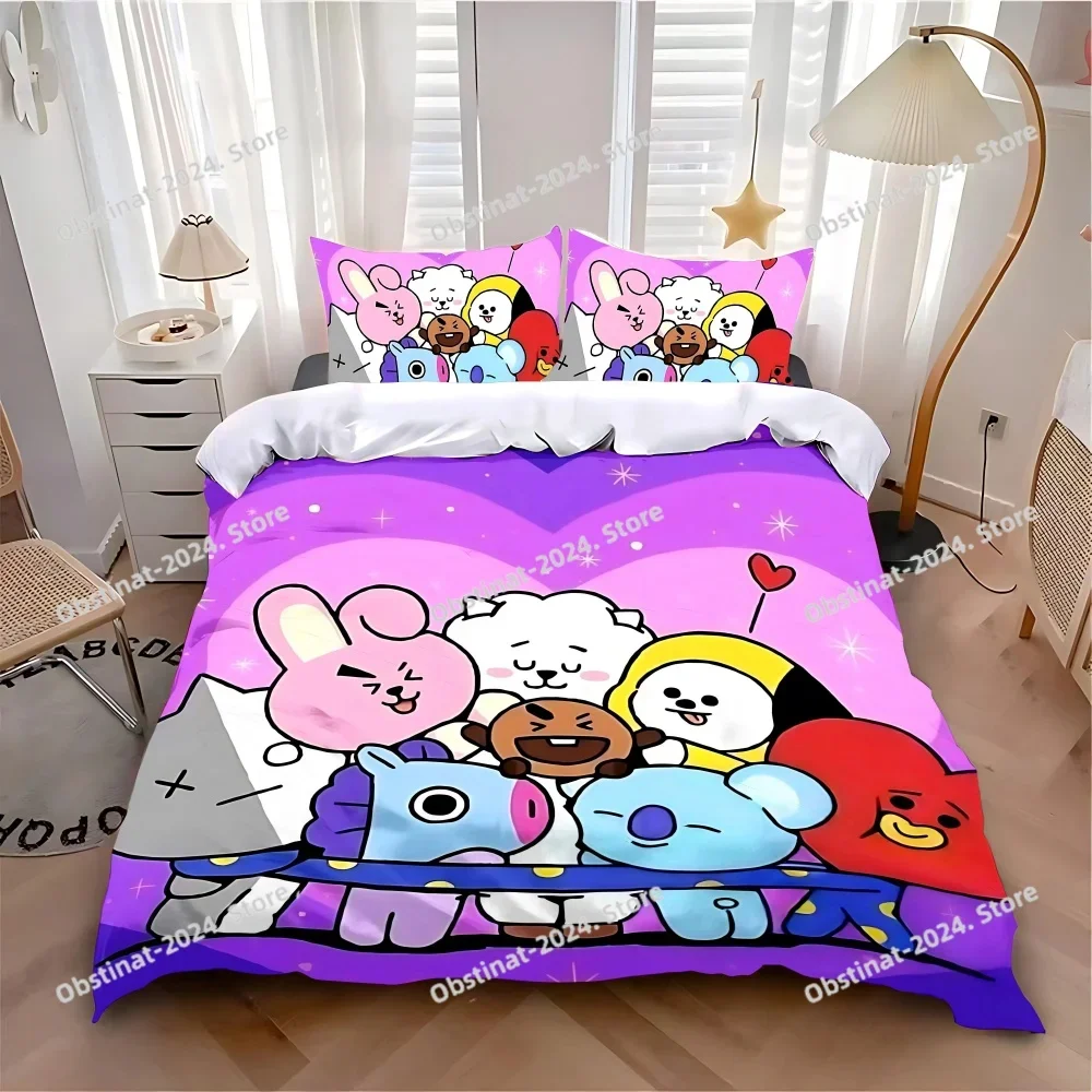 

Duvet Cover Pillowcase Bedding Set Hot K-POP B-BT21S Adult Boy Girl Bedroom Decoration Children Single Double Large Size