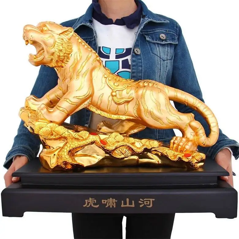 large Asia Home store COMPANY office Art deco talisman bring wealth money good luck Success Golden Tiger FENG SHUI statue