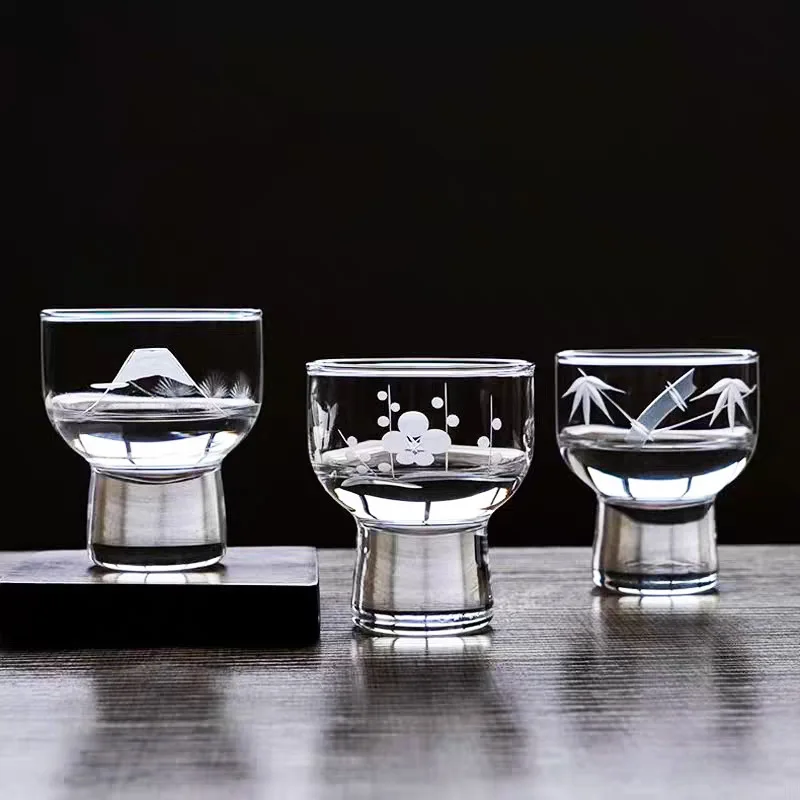 Japanese Mount Fuji Glass Sake Cup,Handmade Small Wine Glasses,High End Bar Wine Accessories Fierce Wine Cups,Moving Party Gifts