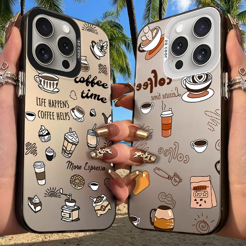

Coffee Cake Bread Frosted Case for iPhone 17 Air 16 E 15 14 Plus 13 12 Mini 11 Pro Max Acrylic Sheet Silicone Hard Edge Cover