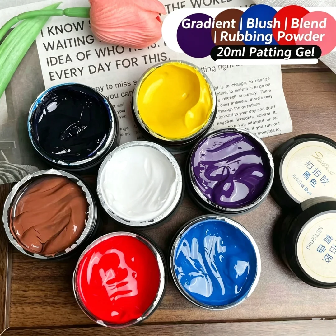 No Wipe Pat Pat Gel Stamping Chrome Powder Compatible Primary Colors Red Yellow Blue Mixable Gel 20ml Large Capacity Solid DIY
