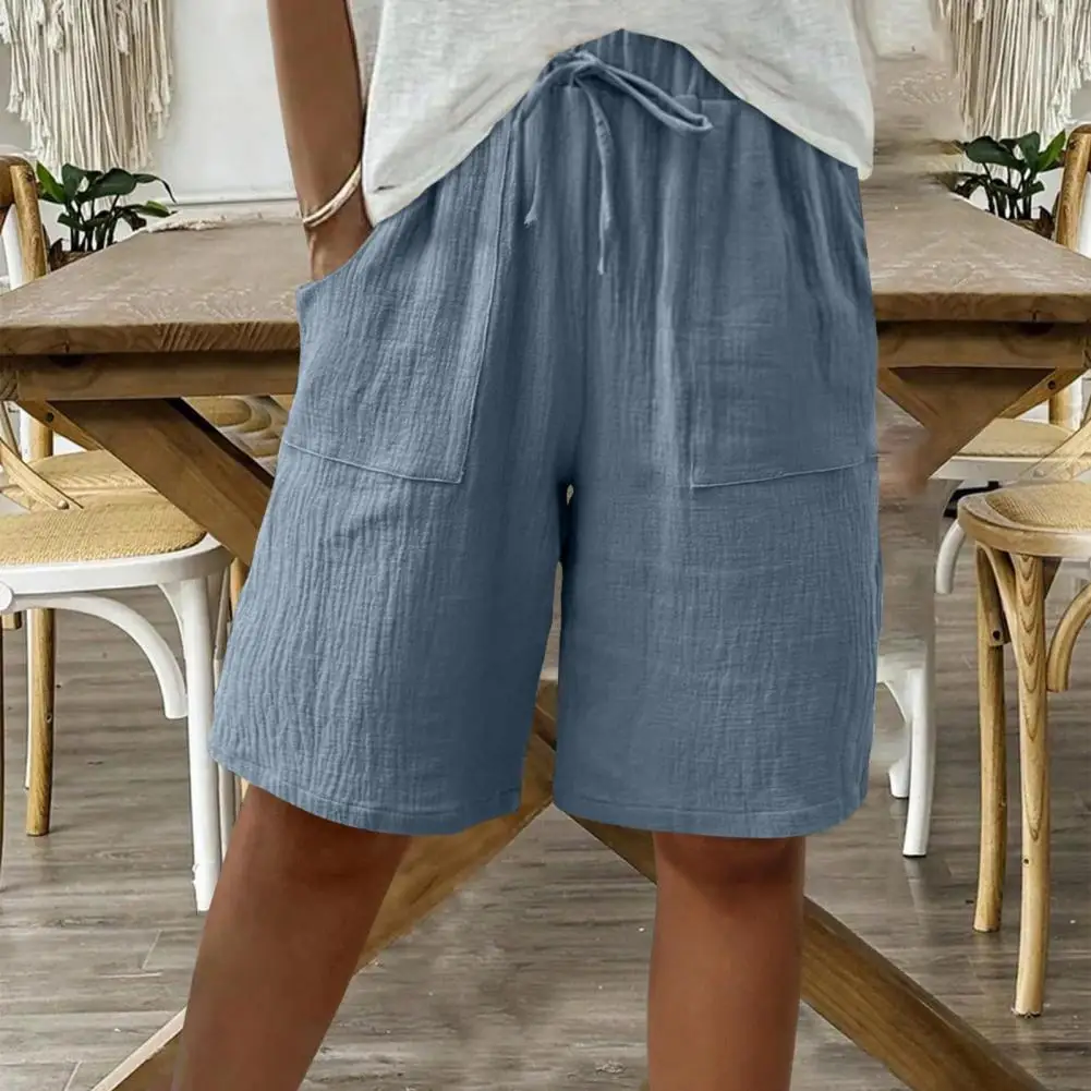 

Women Shorts Knee Length High Waisted Relaxed Fit Summer Casual Shorts with Pockets Pure Color Summer Shorts Lounge Wear