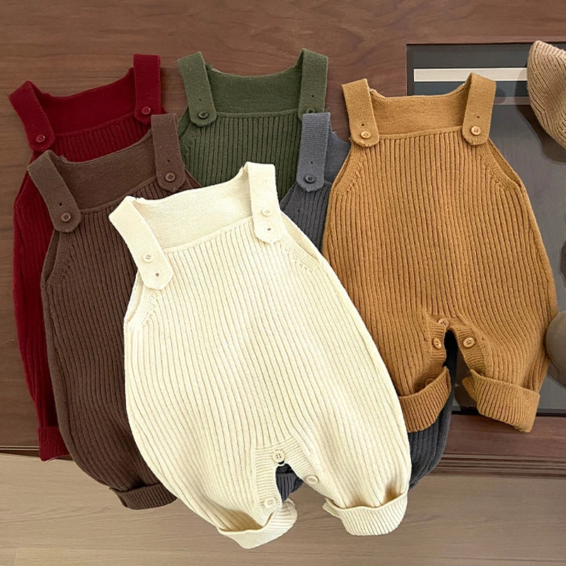 

Детский весенне-осенний комбинезон, вязаные комбинезоны для мальчиков и девочек, детские вязаные брюки, костюм для ползания, детские комбинезоны ﻿