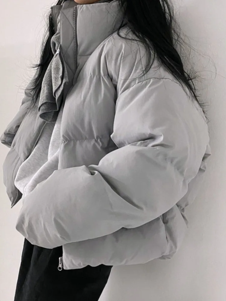 

Ретро воротник-стойка, хлопковая подкладка с ручной подкладкой, теплая женская куртка, новинка зимы 2025, свободный топ с хлебом, весна-осень-зима