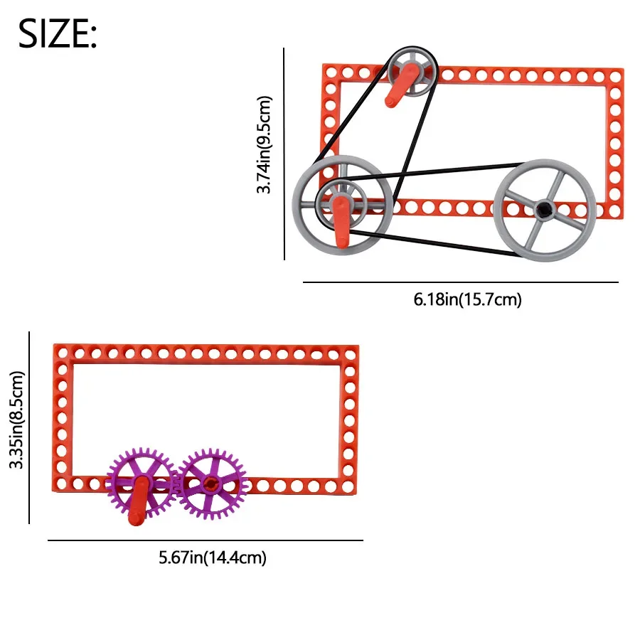 Kit fai da te Puleggia dentata Giocattoli di fisica per bambini Tecnologia educativa Set di esperimenti scientifici Giocattoli di apprendimento Modello in plastica assemblare