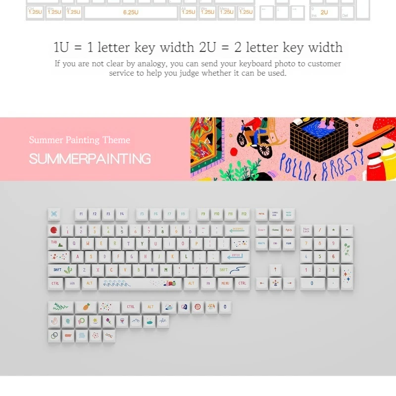 Summer Painted Personalized Keycap Mechanical Keyboard Anime Cute Keycap Hot Sublimation Pbt Material 128 Key Xda Height Box