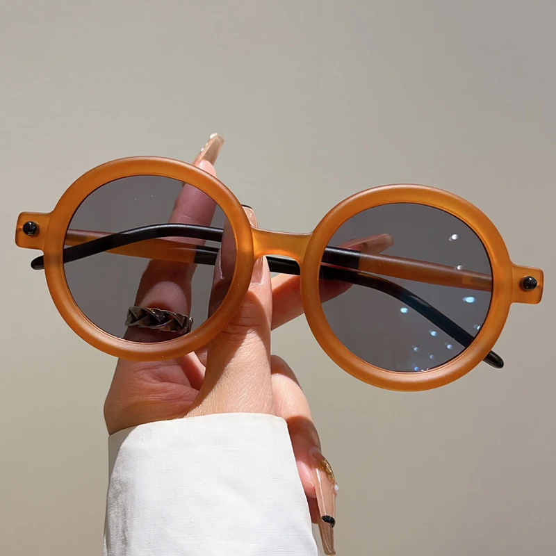 KAMMPT Vintage okrągłe okulary przeciwsłoneczne moda Retro cukierki kolor niebieskie światło blokujące odcienie okulary modne markowe designerskie okulary przeciwsłoneczne — zdjęcie 3