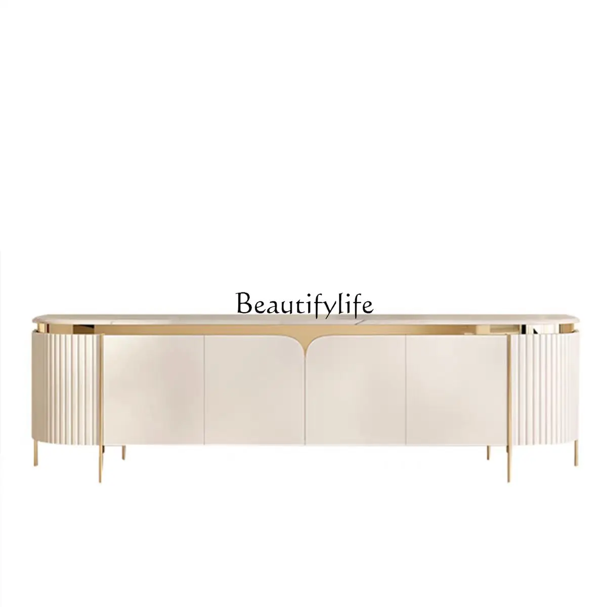 

Light luxury rock slab TV cabinet coffee table combination modern minimalist designer high-end living room home floor cabinet