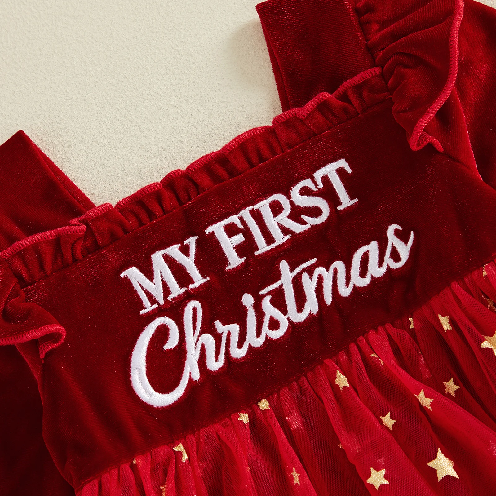 0-18M Infant Newborn Baby Girl Christmas Velvet Romper Dress Cute Long Sleeve Ruffled Bodysuit Clothes