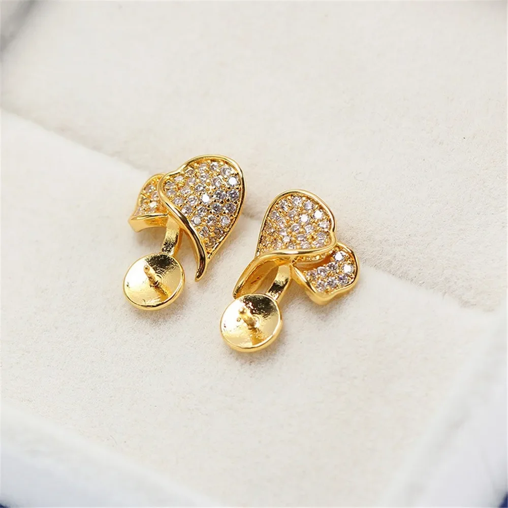 

Gold Plated Pearl Earring Settings, DIY Jewelry Making Supplies, Blank Ear Stud Bases for Handmade Accessories, 1pair No Pearl