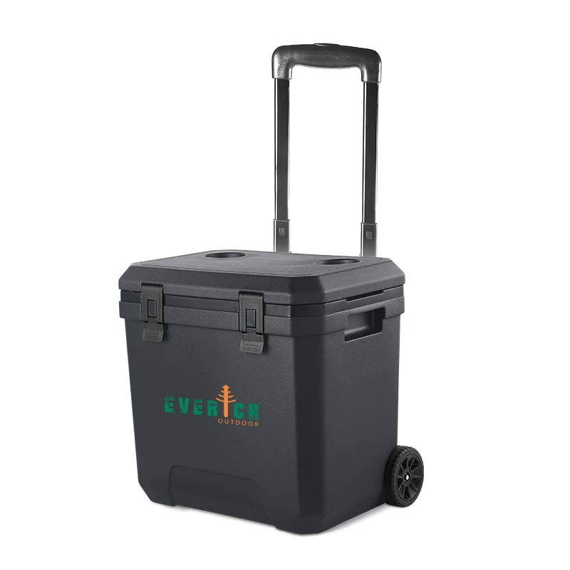 OEM Logo Custom Color Custom 38QT Portable Cooler Box For Car Ice Chest Outdoor Camping Handheld Trolley Style Ice Bucket