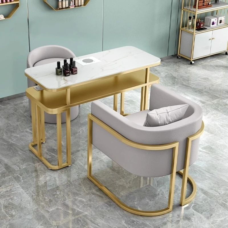 

Light Luxury Marble Nail Table Vacuum Cleaner Special Sofa Manicure Table Long Interesting Salon Furniture Nageltisch XYMJZ
