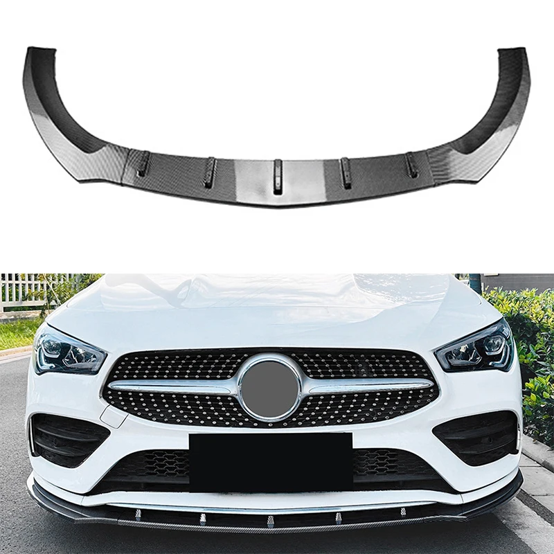 Gloss Black Front Bumper Lip Diffuser Spoiler For Mercedes-Benz CLA-Class C118 X118 AMG 2020-2023