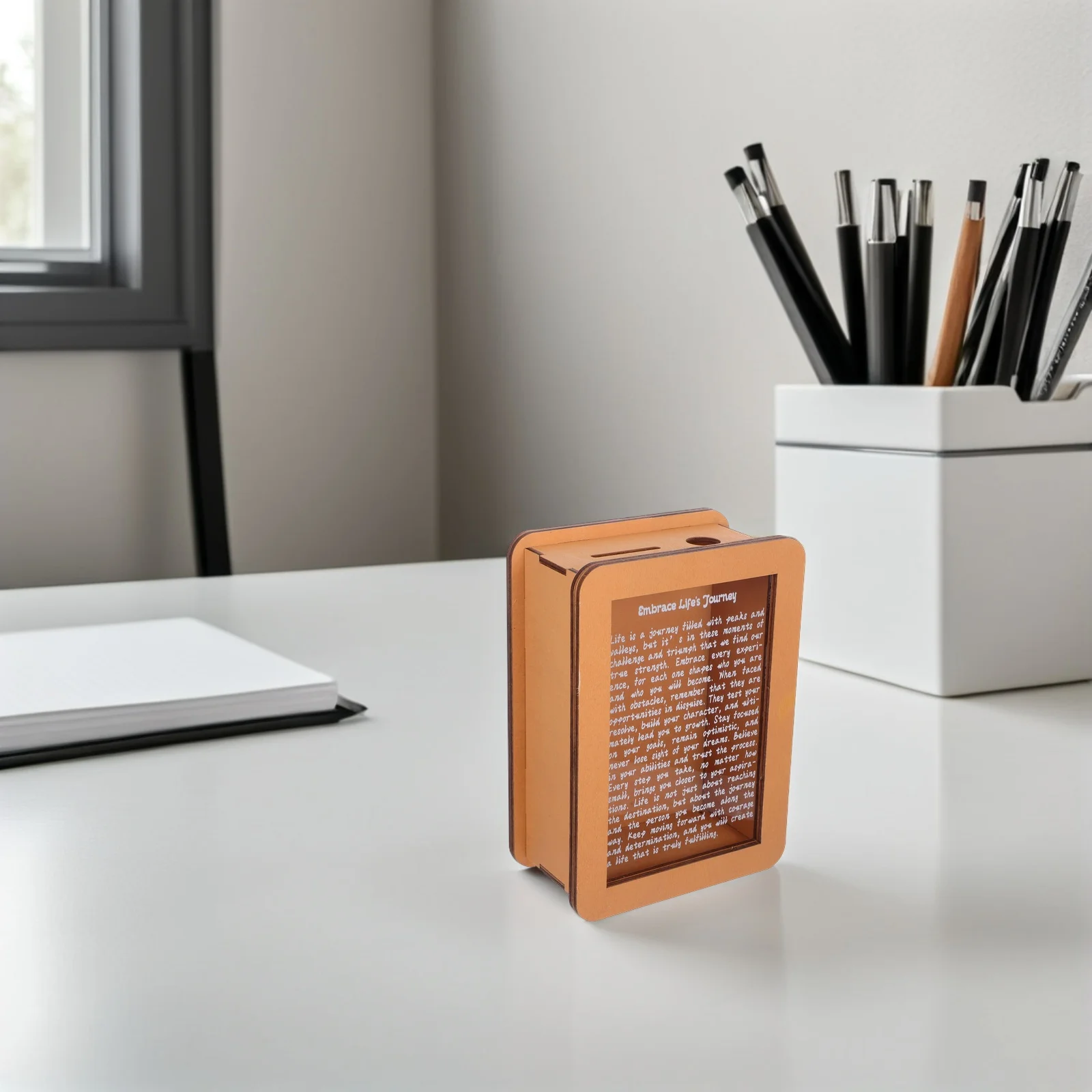 Transparent Wooden Saving Box Clear Acrylic Money Bank For Coin Storage Adults Motivational Cash Container Decorative