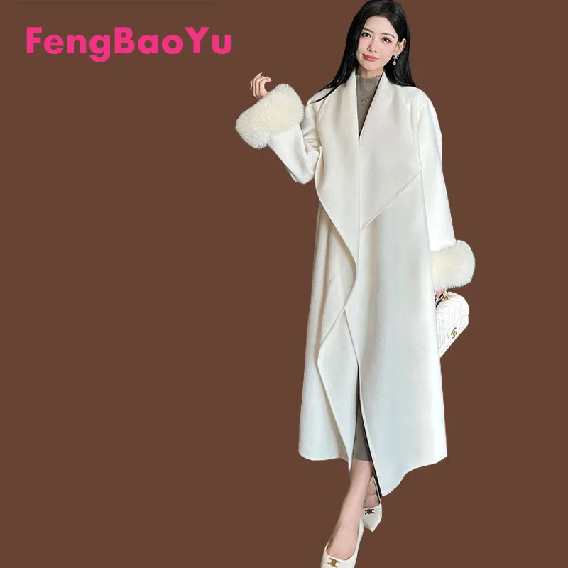 

Двустороннее кашемировое женское пальто - элегантное, благородное, модная верхняя одежда, женский стиль, удобное, теплое, мягкое, зимнее